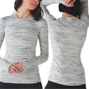 Lululemon Runderful Long Sleeve US 8 Space Dye Camo White Silver Spoon